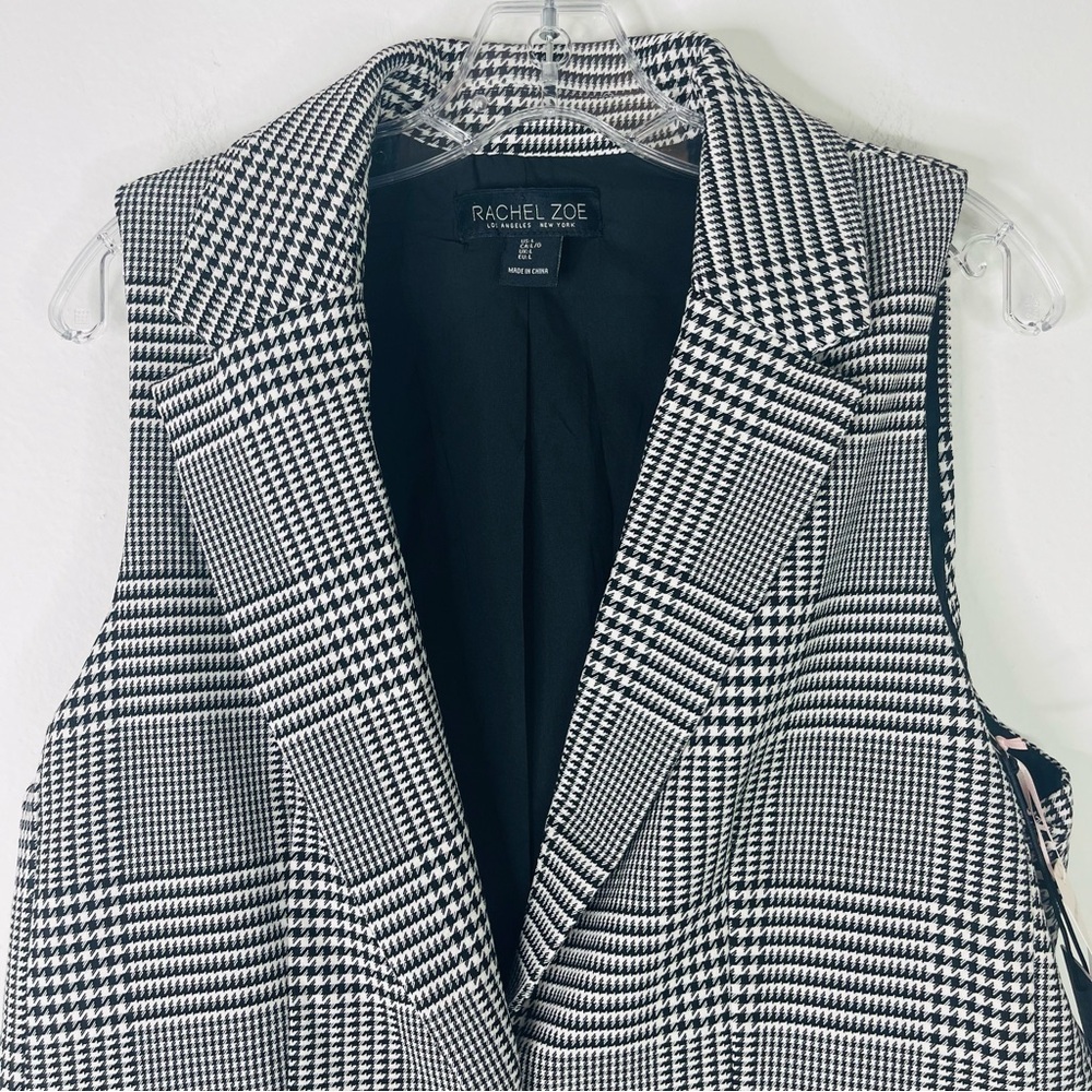 NWT Rachel Zoe black white houndstooth button preppy vest large - Picture 2 of 8